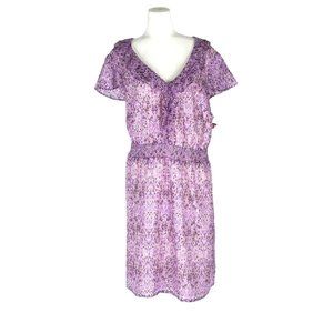 Merona Dress Shades of Purple Ruffles Elastic Waist Womens Size (4) 4X Knee Leng